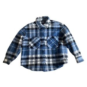 ZARA Blue/White Plaid Shacket Size M
